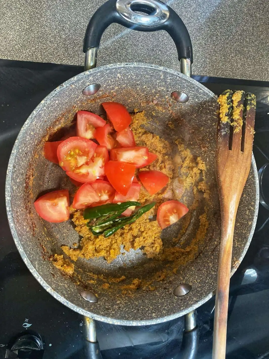 add tomato and green chili