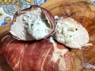 prosciutto-wrapped chicken with herby filling