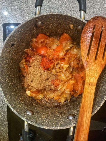 add coriander powder and chili powder