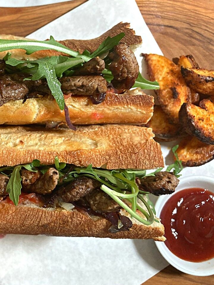 Delicious Ribeye Steak Sandwich with Arugula Spice and Life